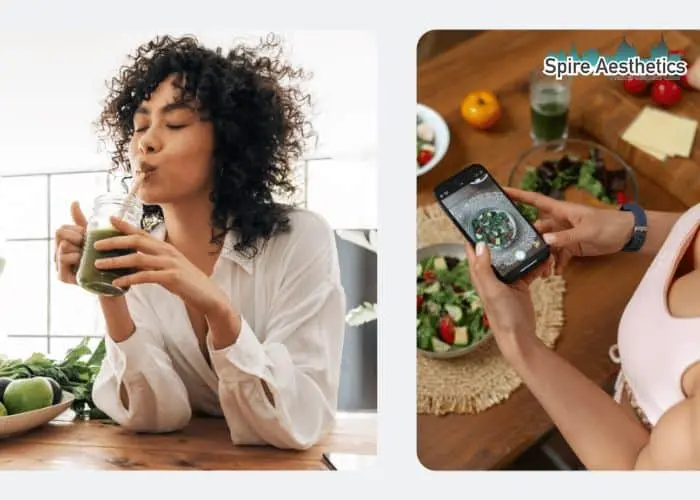 Image of woman looking into her diet and fat freezing Lancashire to improve her health