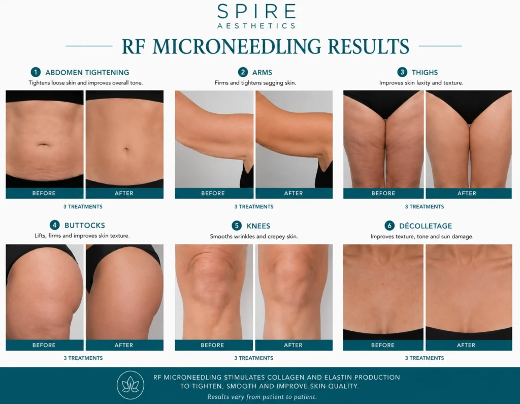 before and after RF microneedling skin tightening results Lancashire on the body